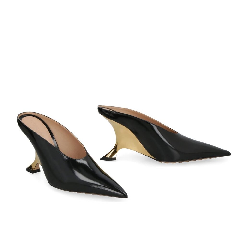 NIB$1600 Bottega Veneta Rocket Metal Heel Leather Wedge Mule Point Toe Pump 37.5